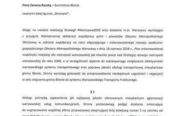 Podpisanie Listu intencyjnego w sprawie II strefy biletowej ZTM w Gminie Błonie 2