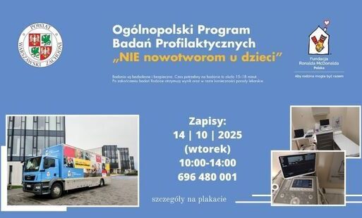 Zdjęcie do Bezpłatne Badania USG dla Dzieci &ndash; Program &bdquo;NIE nowotworom u dzieci&rdquo; Fundacji Ronalda McDonalda w Ożarowie Mazowieckim