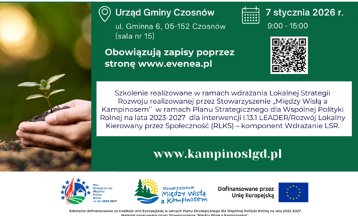 Zdjęcie do Stowarzyszenie &bdquo;Między Wisłą a Kampinosem&rdquo; zaprasza na szkolenia w ramach zbliżających się nabor&oacute;w realizowanych w ramach Planu Strategicznego dla Wsp&oacute;lnej Polityki Rolnej na lata 2023-2027