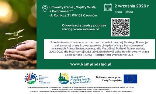 Zdjęcie do Stowarzyszenie &bdquo;Między Wisłą a Kampinosem&rdquo; zaprasza do udziału w szkoleniu dla organizacji pozarządowych, kościoł&oacute;w i związk&oacute;w wyznaniowych, będących osobami prawnymi lub jednostkami organizacyjnymi nieposiadającymi osobowości prawnej 