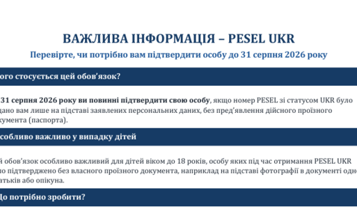 Zdjęcie do WAŻNA INFORMACJA &ndash; PRZYPOMINAMY - PESEL UKR Sprawdź, czy musisz potwierdzić tożsamość do 31 sierpnia 2026 r.