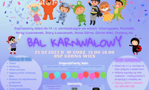 Zdjęcie do Bal Karnawałowy dla dzieci w OSP G&oacute;rna Wieś!