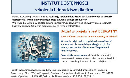 Zdjęcie do Instytut ADN sp. z o.o. sp.k. oraz Fundacja Kultury Bez Barier zapraszają na spotkanie informacyjno-promocyjne w ramach projektu:  Instytut Dostępności - szkolenia i doradztwo dla firm