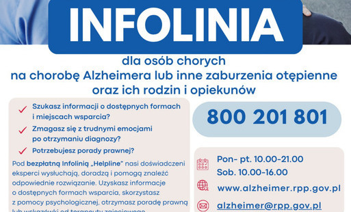 Zdjęcie do Bezpłatna infolinia &bdquo;Helpline&rdquo; dla os&oacute;b z chorobą Alzheimera i ich opiekun&oacute;w