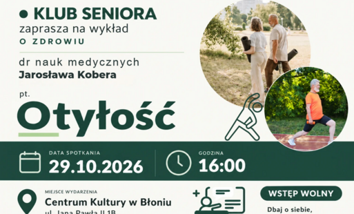 Zdjęcie do Klub Seniora zaprasza na wykład o zdrowiu pt.: "Otyłość"