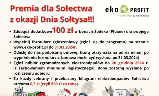 Zdjęcie do Premia dla sołectwa z okazji Dnia Sołtysa - odbi&oacute;r elektroodpad&oacute;w 