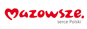 logo Mazowsze Serce Polski czerwony napis Mazowsze litera  M w ksztacie serca